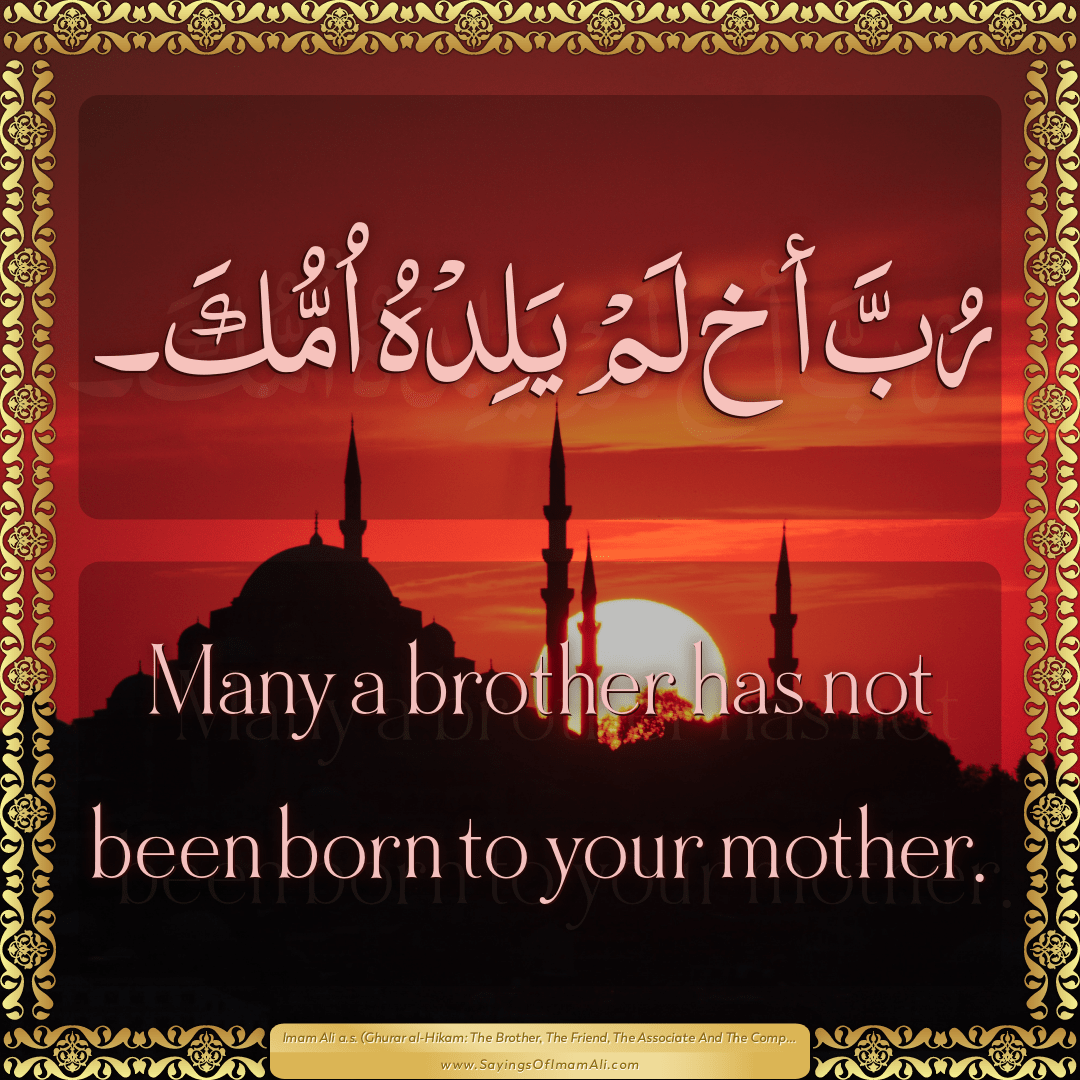 Many a brother has not been born to your mother.